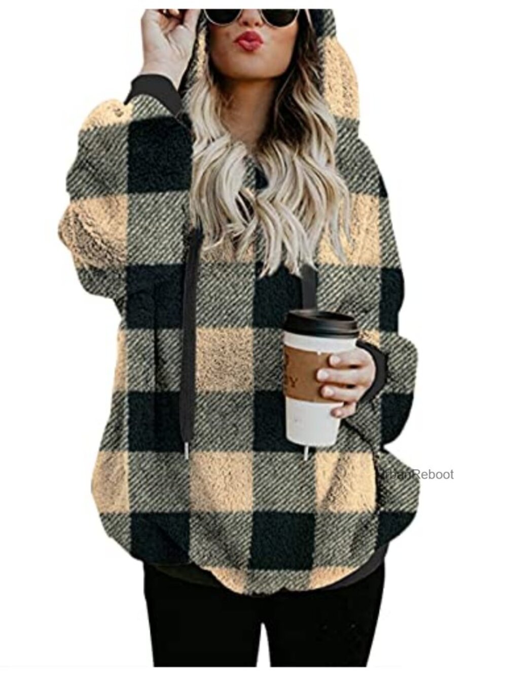Fuzzy Sherpa Fleece Zip Hoodie Pullover Sweatshirt